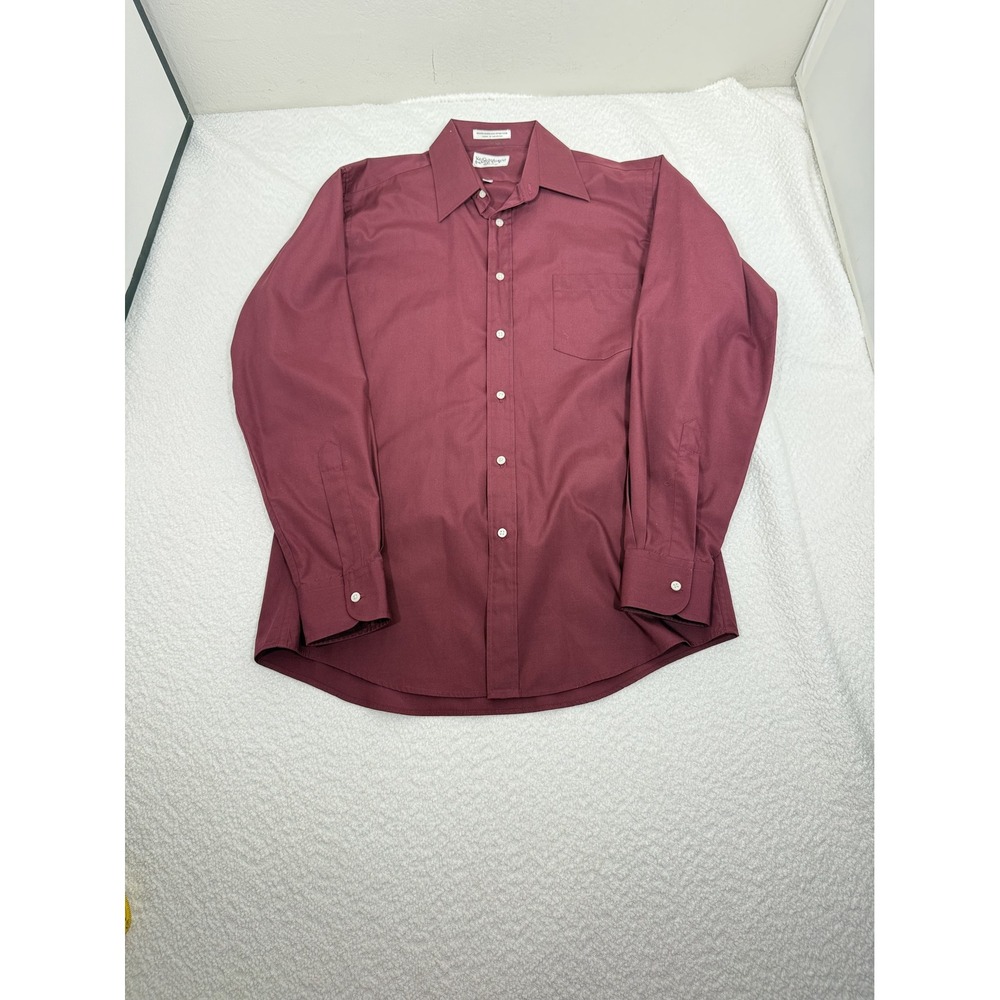 Yves Saint Laurent Men Burgundy Dress Shirt Vintage 15 32 33 Long Sleeve